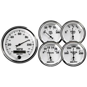 Auto Meter 046074012006 1200 Old Tyme White Ii 5-gauge Kit