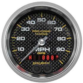 Auto Meter 046074148026 200636-40 Pro-comp Carbon Fiber Marine Speedometer Diameter 3-3/8 Ra