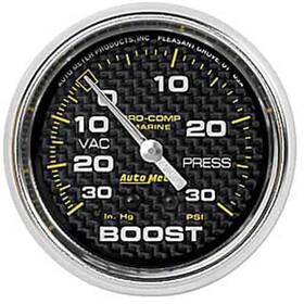 Auto Meter 099998440189 200775-40 Pro-comp Carbon Fiber Marine Vacuum / Boost Gauge