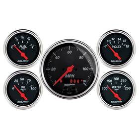 Autometer 046074014505 1450 Designer Black 5 Gauge Set Fuel Oil Speedo Volt Water