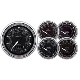9708 Autometer 5 Pc. Gauge Kit 3-3/8 Inch And 2-1/16 Elec. Speedometer Chrono New