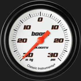 Vs341wblf Classic Instruments Velocity White 2 5/8 Inch Boost/vac Gauge