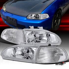 33150sr3a01 Dotcomracing Fit 1992-1995 Honda Civic Eg Clear Headlights Corner Signal Lamps Lights Pair