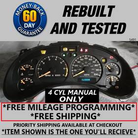 15063214 General Motors 2000-2003 Chevy S10 Gmc Sonoma 2.2 4cyl Manual Gauge Cluster