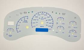Wht9902 Gm Customs White Gauge Face Overlay For 1999-2002 Silverado Sierra And Instrument Clusters