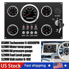 Cx9140-8k-240us Maimeimi 5 Gauge Set With Instrument Panel 0-8000rpm 7 Colors Led For Marine Boat Yacht