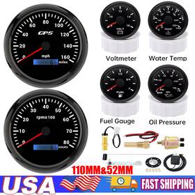 Cxa011b Maimeimi Cxa061b 52mm 6 Gauge Set With Sender 110mm Gps Speedometer 160mph&tacho&fuel/oil/temp/volt Us