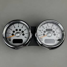6211-6986820 Mini 2005 Cooper Dual Speedometer Tachometer Instrument Cluster Chrome Trim Oem