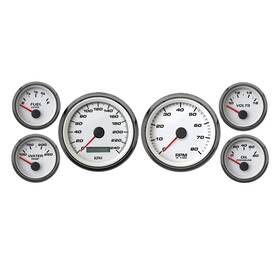 New Vintage Usa 01649-03m 6 Gauge Set 3-3/8 240 Kph 2-1/16 White