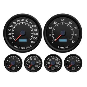 New Vintage Usa 44659-01 6 Gauge Aviator Series 4 3/8 Inch Kit Black