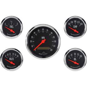 91129352-wht Omega Kustom Instruments 5-gauge Set Electric Speedometer Kool White