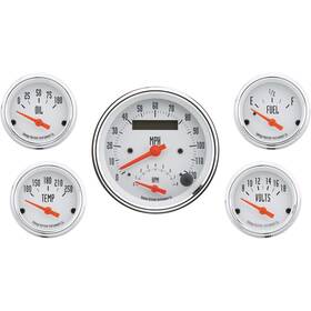 91129352t-wht Omega Kustom Instruments 5-gauge Set 3-3/8 Speedo/tach Combo Kool White