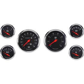 91129361-blk Omega Kustom Instruments 6-gauge Set Mechanical Speedometer Black Top