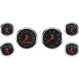 91129362-blk Omega Kustom Instruments 6-gauge Set Electric Speedometer Black Top