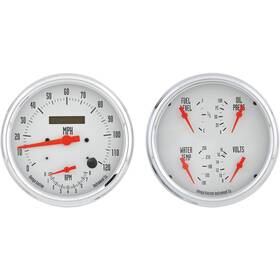 91129522t-wht Omega Kustom Instruments Quad Gauge And Speedo/tach 4-5/8 Inch Kool White