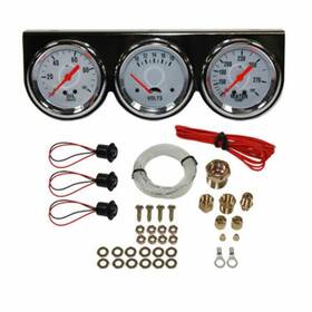 Sp9710 Pirate Mfg Universal 2-5/8 Inch 3 Gauge Set Chrome Bezel Water Oil Pressure Volts Gauges Kit