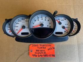 99664198502 Porsche 05 996tt Turbo Gauge Cluster Speedometer Metric Km/h 30k