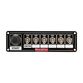 50-865 Quickcar Racing Products 6 Switch Black Plate Ignition Control Panel
