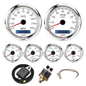 240-33 Racetech 718590547466 6 Gauge Set 7 Color White Marine Instrument Speedometer Ohm