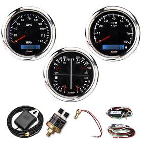 Racetech Rt7c803gspta4in1-120mpb-pf 80mm 3 Gauge Set Gps Speedometer Tachometer 4in1 Multi