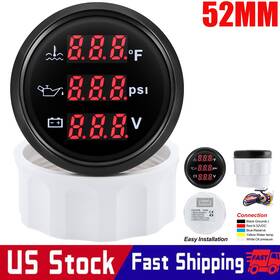 Cx6187b Rysjm 52mm 3 In 1 Multifunction Gauge Oil Pressure Water Temp Voltmeter For Boat Car
