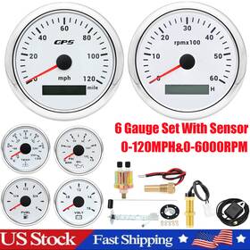 Rysjm Cx8138 Cx8150 4 6 Gauge Set 85mm Gps Speedometer 120mph Tacho/fuel/oil/temp/volt With Sensor Us
