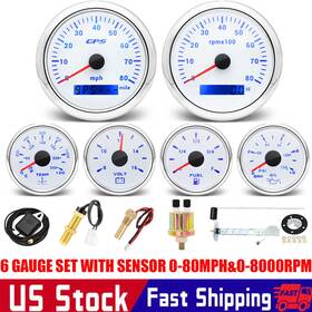 Cx8154 Rysjm Cx8156 4 6 Gauge Set With Sensor 85mm Boat Gps Speedometer 80mph Tacho 8000rpm Us
