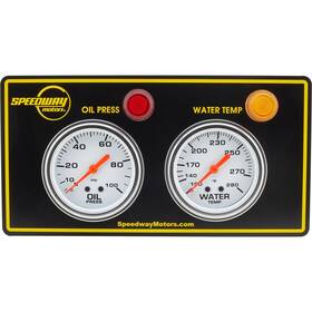 91365430 Speedway Motors 2-gauge Panel With Warning Lights Oil Press/water Temp