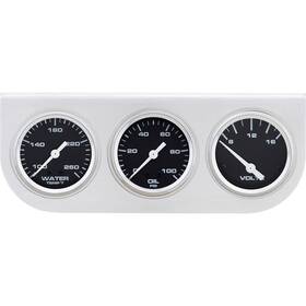 91603071-wht-brsh Speedway Motors 3-gauge Set With Aluminum Panel White Brushed