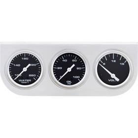 91603071-wht-pol Speedway Motors 3-gauge Set With Aluminum Panel White Polished