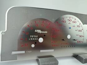 Ssgm98r Us Speedo Red Font Stainless Steel Gauge Face For 95ft-98ft Gm/chevy Truck And Suv