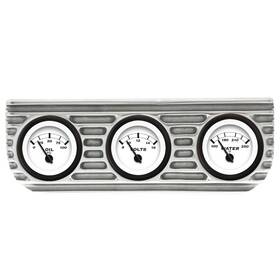 Okp3cde3e Vintage Parts Usa Finned 3 Gauge Bezel Mount With Aurora Oil Volt And Water Gauges