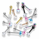 6 Mm Prong Set Round Cz Surgical Steel Tongue Rings Barbell 14G 5/8". Fixed Price $11.95.