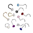 18G 20G Nose Stud Prong Set Cz Ring Corkscrew Nostril Piercing 6MM. Fixed Price $10.75.