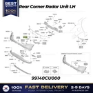 Genuine Rear Corner Radar Unit Lh 99140CU000 For Hyundai Genesis GV60. Fixed Price $229.00.