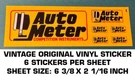 Autometer Competition Instruments - Vintage Original Vinyl Sheet Decal Sticker. Fixed Price $5.09.