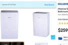 Hisense 50 Pint 3-SPEEDS Dehumidifier, Modes Auto, Continuous, Manual,. Fixed Price $195.00.