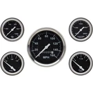 Speedway Complete Black 5 Gauge Set W/ Speedo, Volt, Fuel Temp & Oil Pressure. Fixed Price $207.99.