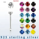 5PCS. 22GA 1.5MM Cz Prong Set Nose Bone .925 Sterling Silver Stud Ring. Fixed Price $14.76.