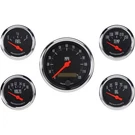 Omega Kustom 5-GAUGE Set, Electric Speedometer, Black Top. Fixed Price $373.99.