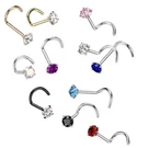 18G 20G Prong Set Cz Nose Stud Ring Titanium Corkscrew Nostril Piercing. Fixed Price $10.21.