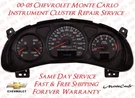 2000-2005 Monte Carlo Instrument Cluster Mail-in Repair Service Chevrolet Gauges. Fixed Price $99.99.